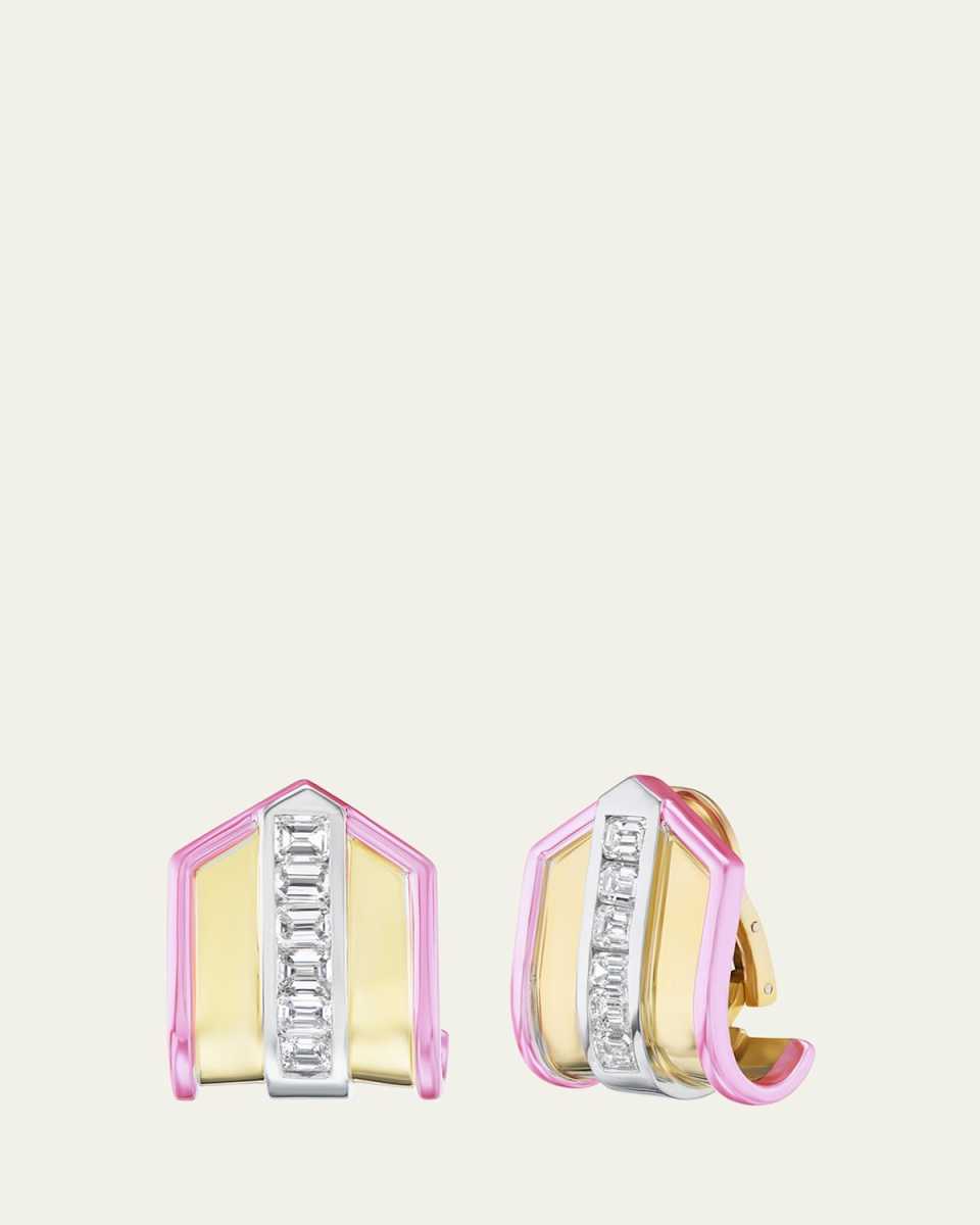 Reworked Vintage 18K Gold Buckle Diamond Earrings